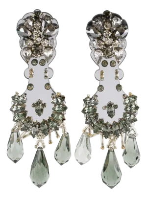 House of Prada Crystal and Mirror Dangle Clip-on Earrings