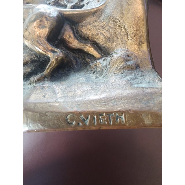 Metal 1920s Bookends "Awaiting the Prey" Ca1928 Signed C Vieth & Jb1524 For Sale - Image 7 of 8