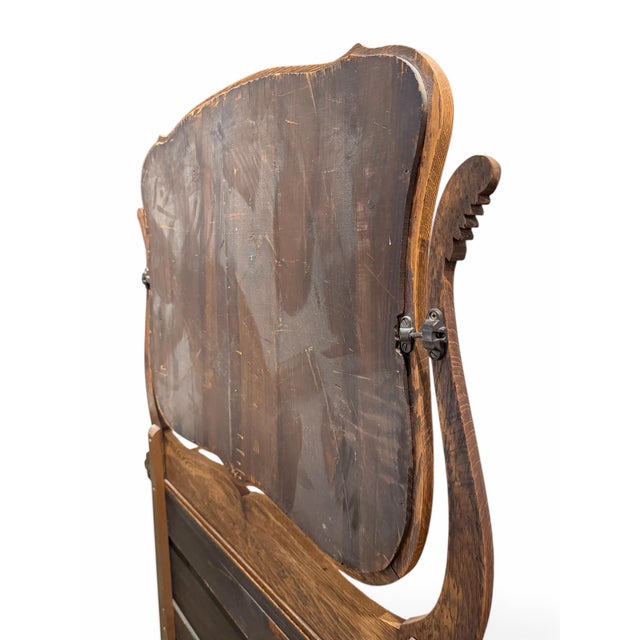 Antique American Quarter-Sawn Oak Serpentine Dresser With Wishbone Mirror For Sale - Image 9 of 11