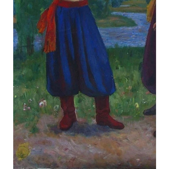 Soviet Ukrainian Oil Painting: Musicians, Family Holiday, 1988 200-170 For Sale - Image 4 of 6