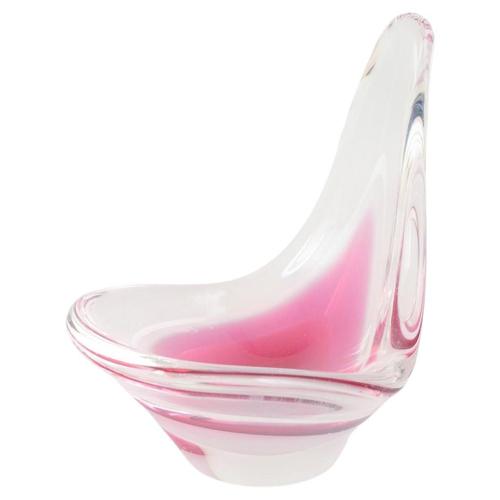 1950s Organic Pink and White Coquille Bowl by Paul Kedelv for Flygfors, 1950s For Sale - Image 5 of 5