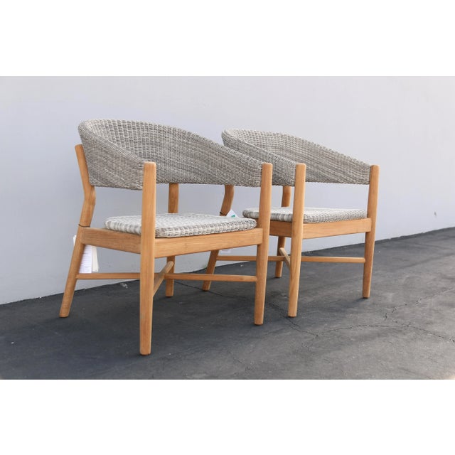 Powder coated aluminum frame featuring hand-woven grey two-tone colored all-weather synthetic abaca on seat and back...