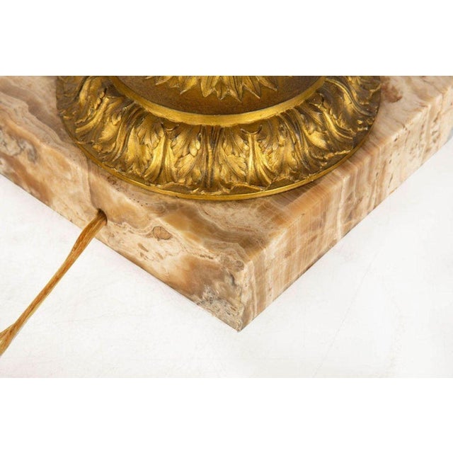 Pair of French Louis XVI Gilt Bronze Lamps With Snake Handles Circa 1870 For Sale - Image 10 of 12