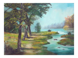 Alice Egge "Winding River" Impressionist Watercolor Landscape 1960s