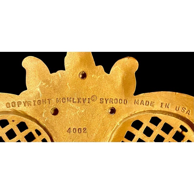 1960s A Pair of Vintage 1966 Syroco Hollywood Regency Three Arm Wall Sconces For Sale - Image 12 of 16