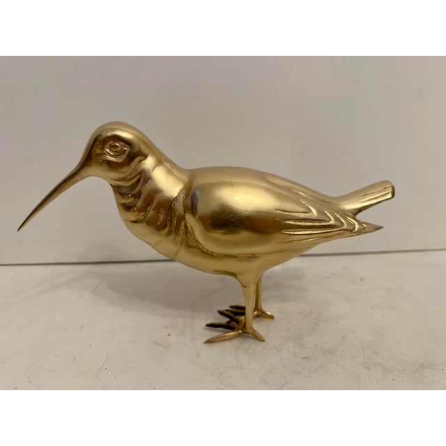 Metal Vintage Hollywood Regency Brass Sandpiper Bird Sculpture For Sale - Image 7 of 10