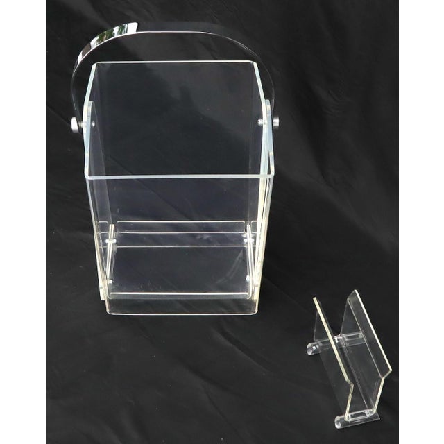 20th C. Mid-Century Modern Bent Lucite & Chrome Paper Basket & Letter Holder For Sale - Image 6 of 12