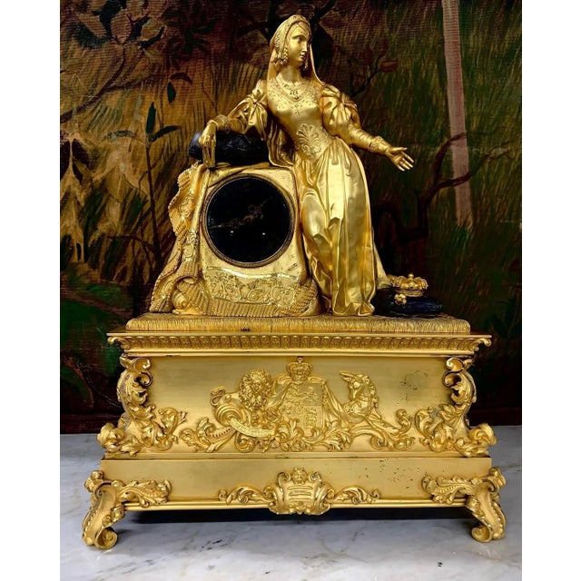 Antique French Clock in Gilded Bronze, 1850 For Sale - Image 13 of 13