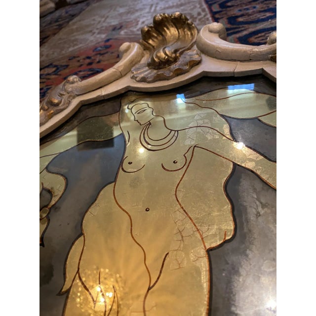 Early 20th Century Early 20th Century Maison Jansen Verre églomisé French Style Mid Century Carved Gilt Mirror For Sale - Image 5 of 11