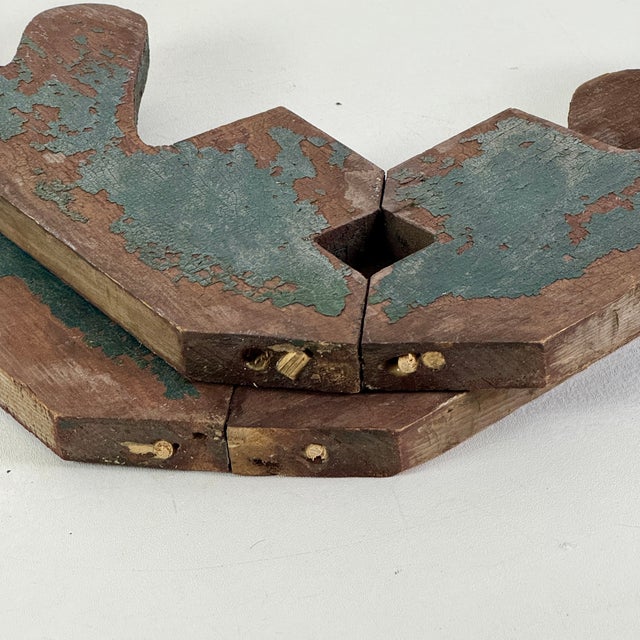 Vintage Pair of Salvaged Western Native Design Wood Elements With Remnant Paint For Sale - Image 14 of 15