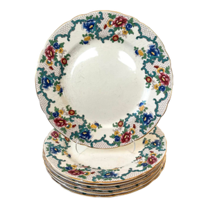 Royal Cauldon Floral Dinner Plate Set, Six Plates - Made in England