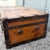 Early 20th Century Antique Low Profile Flat Top Wooden Trunk For Sale - Image 5 of 10