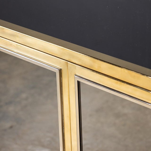 Vintage Mirrored Sideboard in Brass by Michel Pigneres, 1970 For Sale - Image 12 of 16