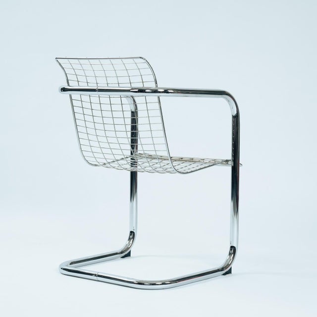 Vintage Italian Wire Chairs in Chrome and Metallic, 1974, Set of 4 For Sale - Image 6 of 18