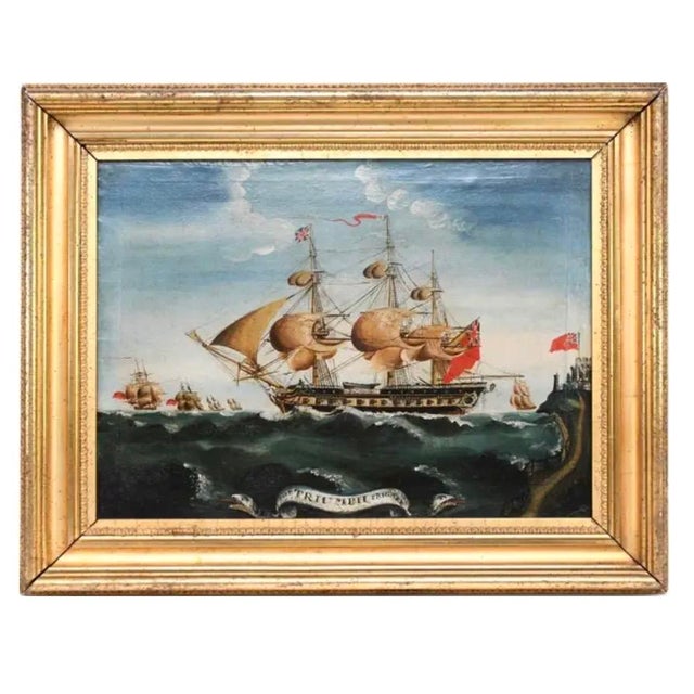 "The Triumph Frigate" Maritime Oil Painting For Sale - Image 12 of 12