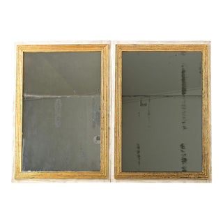 French Pair of Louis XVI Style Reeded Gilt Mirrors For Sale