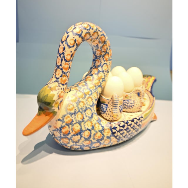 Henriot Quimper Swan Egg Cup Server For Sale - Image 9 of 11
