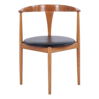 Armchair in Oak and Black Leather by Vilhelm Wohlert, 1960s For Sale