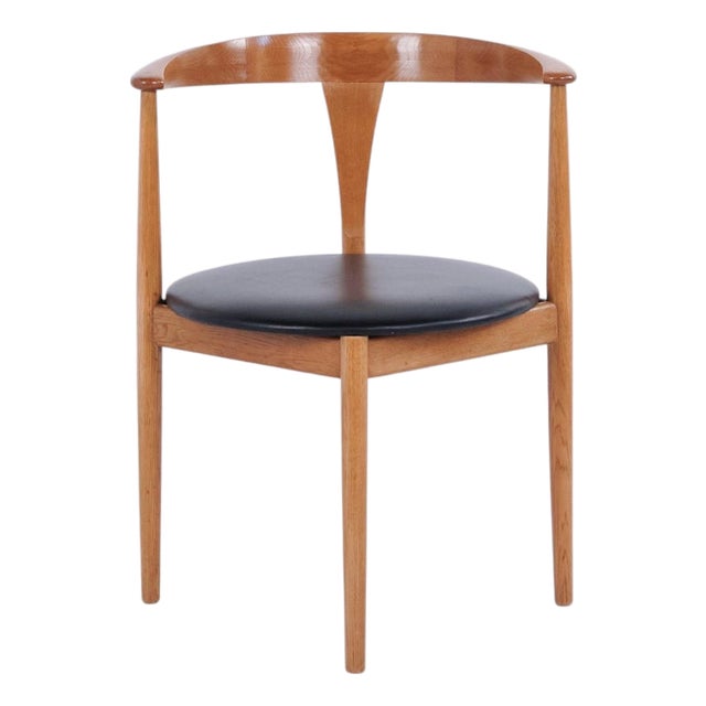 Armchair in Oak and Black Leather by Vilhelm Wohlert, 1960s For Sale