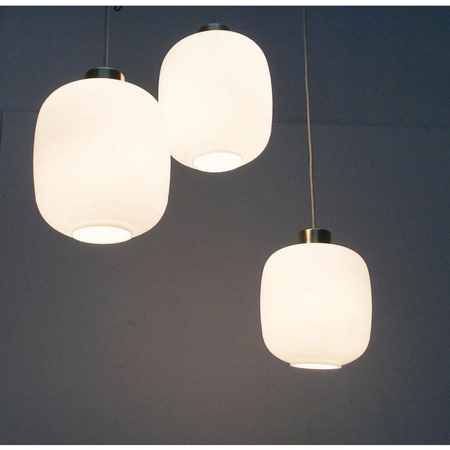 Metal Mid-Century German Balloon Glass Pendant Lamps, 1960s, Set of 3 For Sale - Image 7 of 18