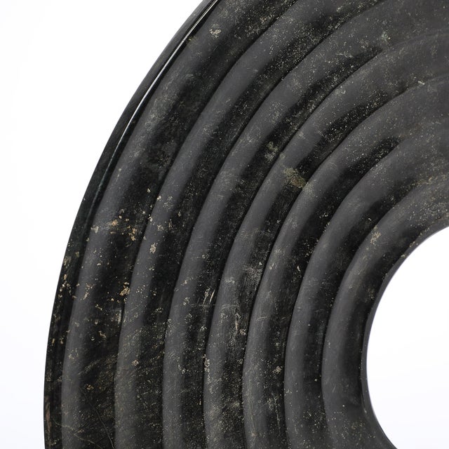 Mid-Century Modernist Bi-Disc Sculpture in Black Sandstone by Holly Hunt For Sale - Image 13 of 13
