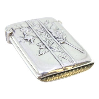 Silver Matchbox with Floral Reliefs For Sale