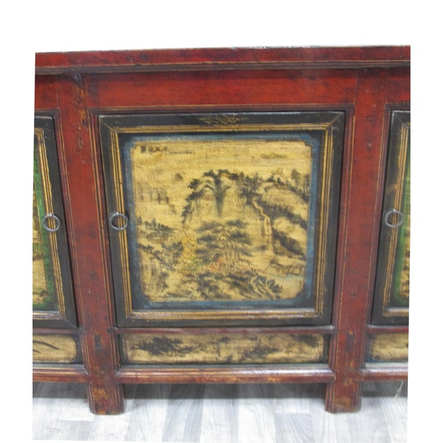 Wood Late 19th Century Hand Painted Antique Mongolia Sideboard For Sale - Image 7 of 11
