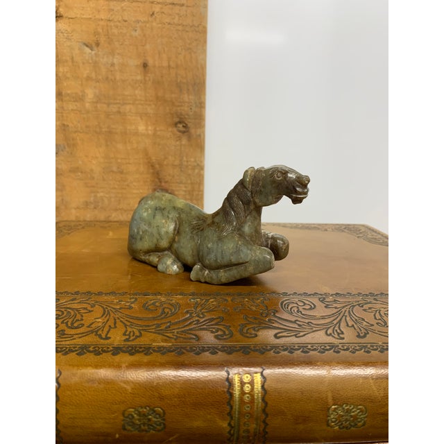 Small Chinese Recumbent Soapstone Horse Carving