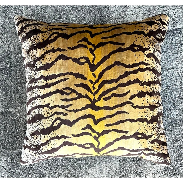 Vintage Velvet Tiger Throw Pillow For Sale - Image 12 of 12
