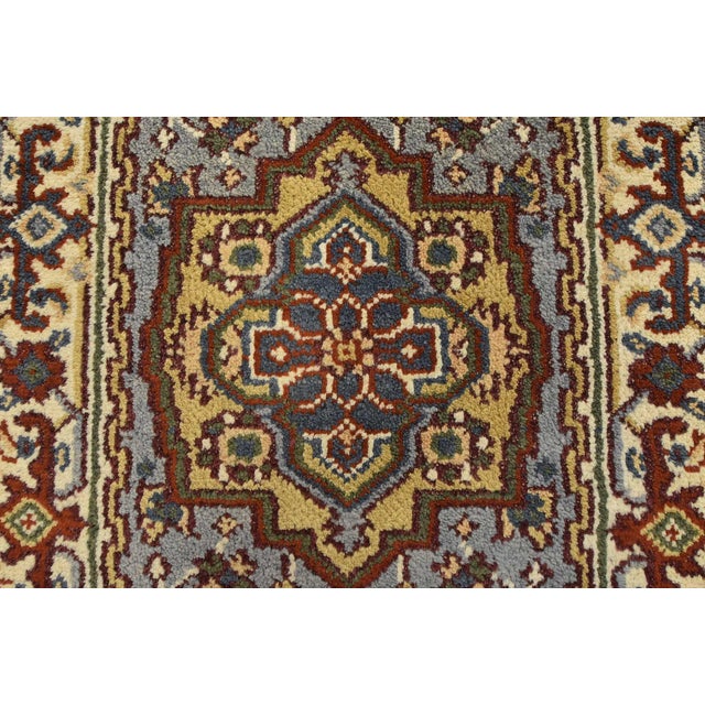 Textile Heriz Runner 2’6” X 9’9” Blue Wool Tribal Hand-Knotted Oriental Carpet For Sale - Image 7 of 12