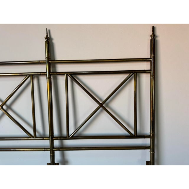 1970s 1970s Hollywood Regency Mastercraft-Style Faux Bamboo Brass King Headboard For Sale - Image 5 of 12