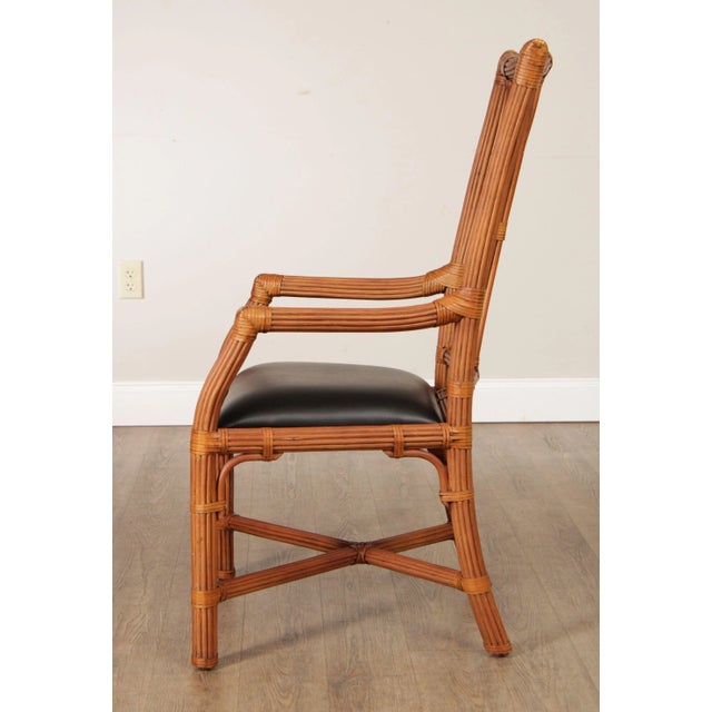 Chippendale Style Split Reed Rattan Armchairs - A Pair For Sale - Image 11 of 13