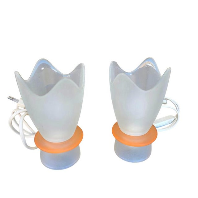 Glass Vintage Table Lamps in Frosted Glass by Villeroy and Boch, 1990s, Set of 2 For Sale - Image 7 of 7