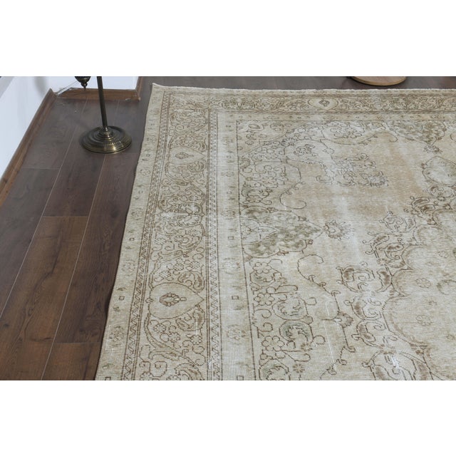 1970s Vintage Persian Handmade Wool Cotton Beige Area Rug For Sale - Image 11 of 11