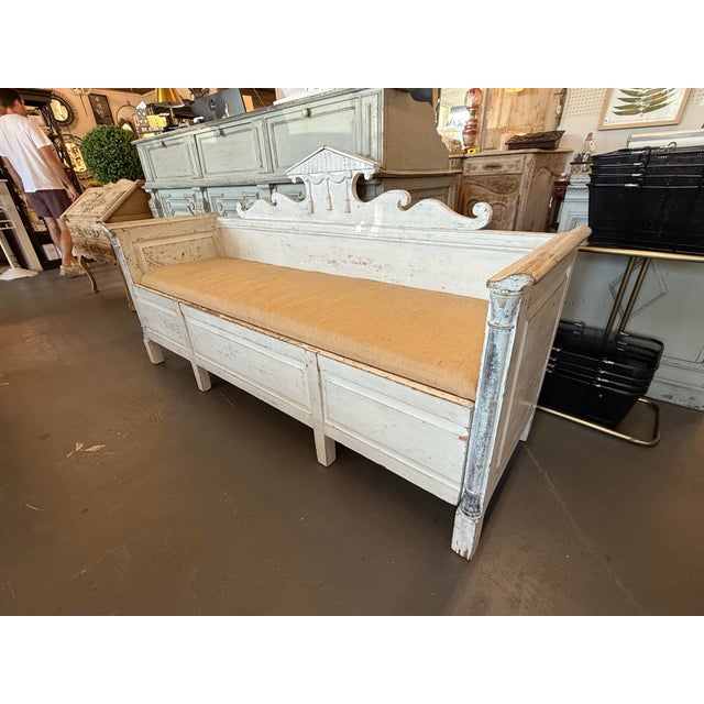 An elegant example of 19th-century Swedish Neoclassical design, this bench embodies the balance and symmetry...