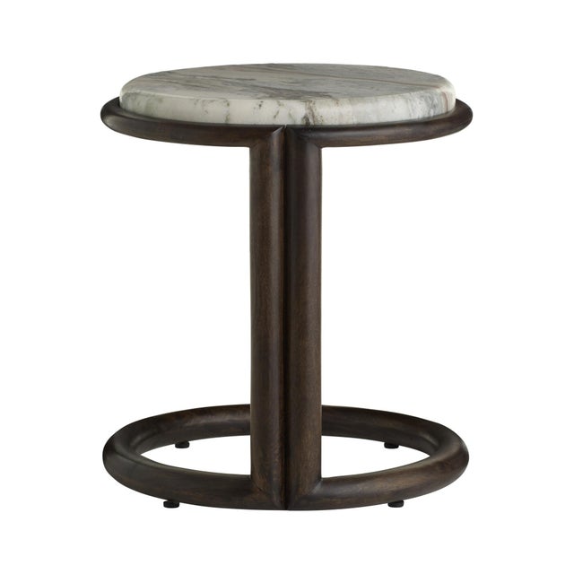 Industrial Arteriors Home Mckenna Gray Marble End Table For Sale - Image 3 of 10