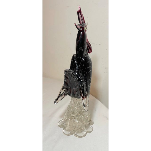 Vintage Hand Blown Glass Murano Italian Bird Rooster Chicken Statue Sculpture For Sale - Image 10 of 14
