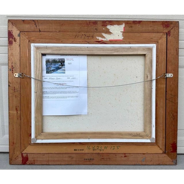 Large Framed Winter Landscape Monica Cascio Oil Painting “Dalton’s Creek” Texas For Sale - Image 18 of 18