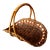 Vintage Gathering Basket With Decorative Bead Accents Wicker & Wood For Sale