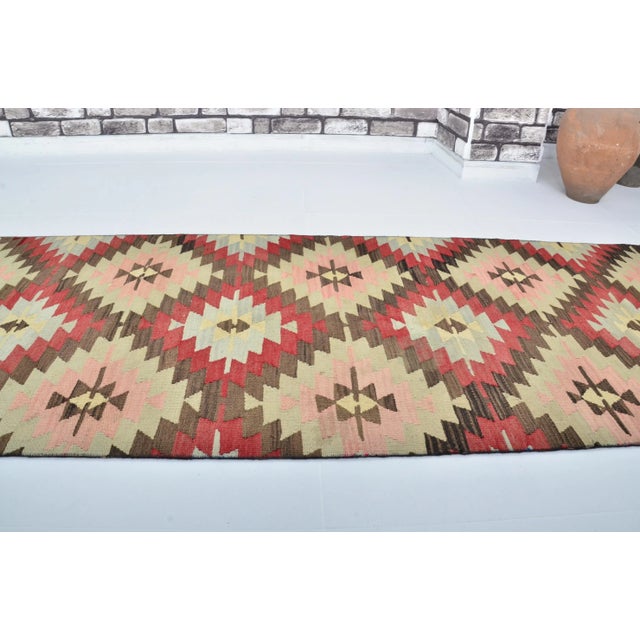 Coffee 1960s Morocco Decor Oushak Vintage Kilim Runner For Sale - Image 8 of 11