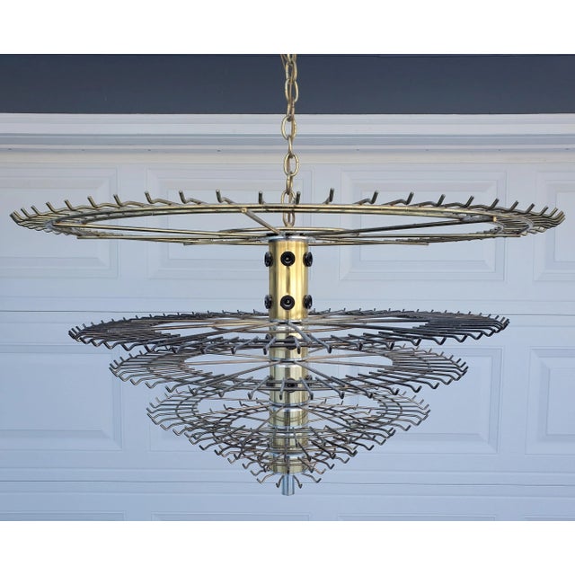 Seven Tier Lucite and Brass Waterfall Chandelier by Triarch Circa 1970s For Sale - Image 12 of 13