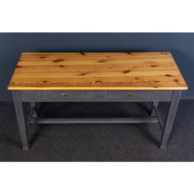 Wood Vintage Table Desk in Oak and Pine For Sale - Image 7 of 15