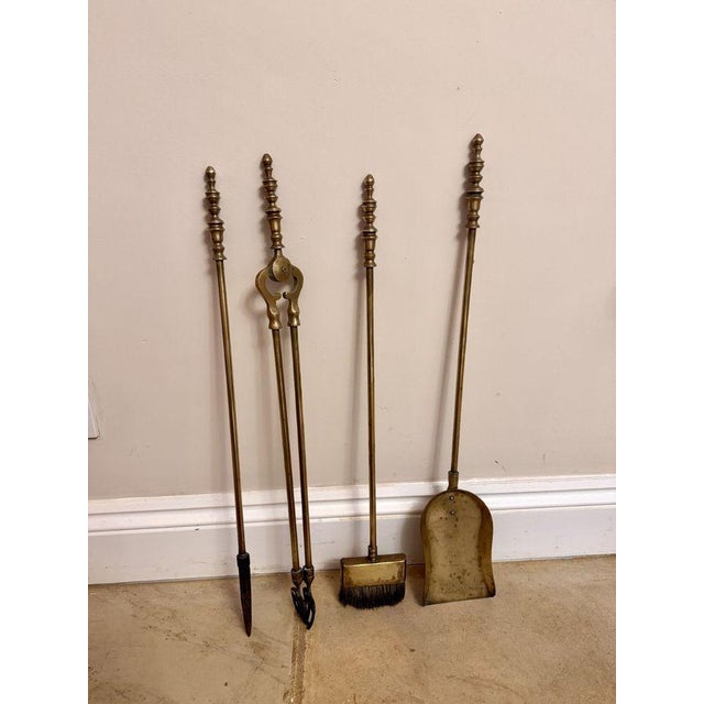 1900 - 1909 Antique Edwardian Brass Fire Companions, 1900, Set of 5 For Sale - Image 5 of 8