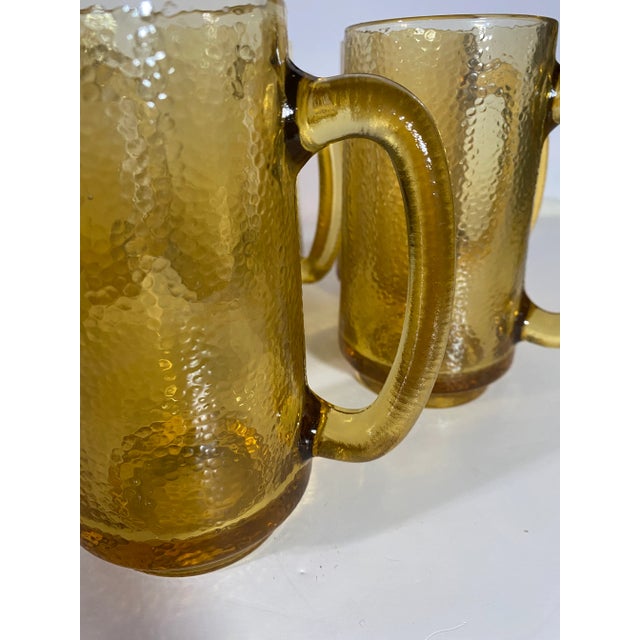 1970s Amber Honey Glass Root Beer Mugs Textured Handle 51/2" Set of 6 Chairish