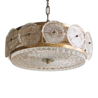 1960s Crystal Ceiling Lamp in Hollywood Regency Style, Design Carl Fagerlund for Orrefors, Sweden For Sale