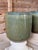 Traditional Large Green Drip Glaze Ceramic Planters on Cast Stone Pedestals-Pair For Sale - Image 3 of 12