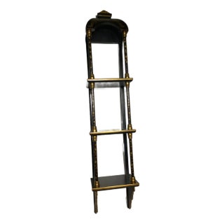 1960s Vintage Gold and Black Tier Shelf With Ornate Trim For Sale