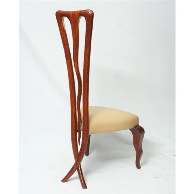 Japanese Christopher Guy 1990's Side Chair in Mahogany With Crossed Legs and Leather Seat - 2 Available For Sale - Image 3 of 12