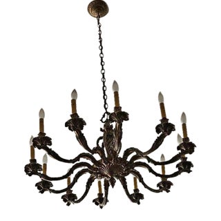 Mid-Century Louis XVI Style Bronze Chandelier For Sale