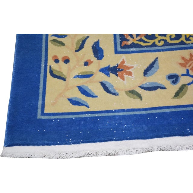 Art Deco Vintage Chinese Art Deco Hand Knotted Wool Rug,9'10'' X 10'5'' For Sale - Image 3 of 6